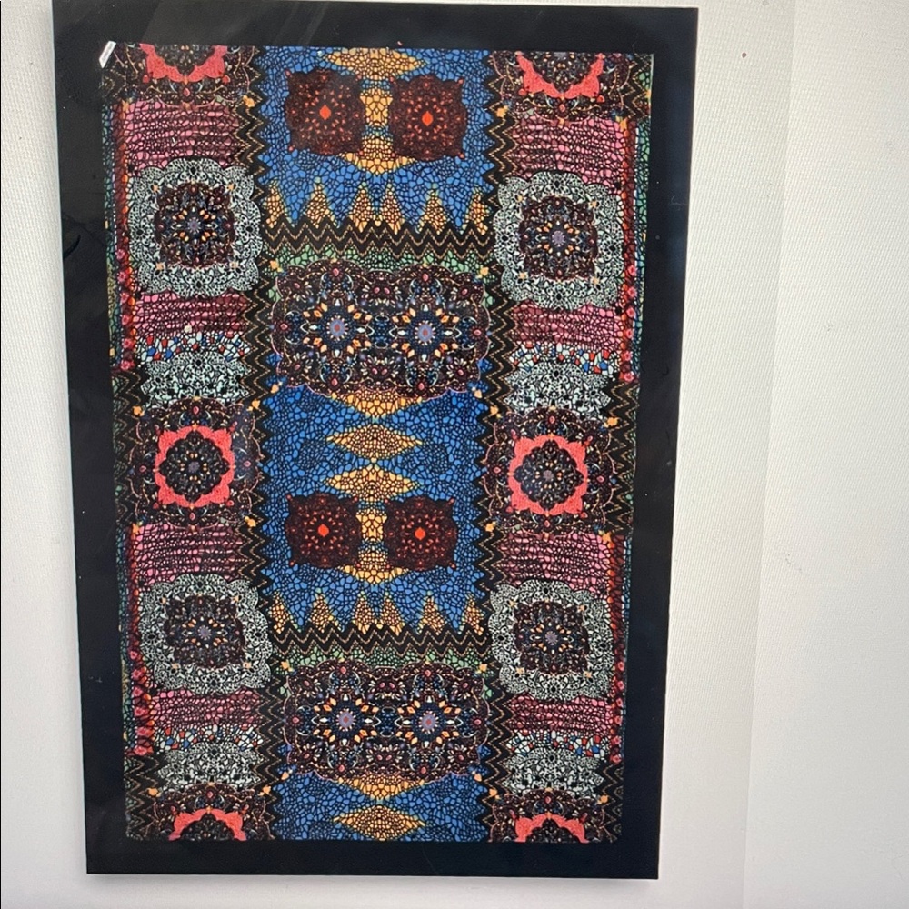 Johnny Was Blue Pink Gold Black Kaleidoscope Throw